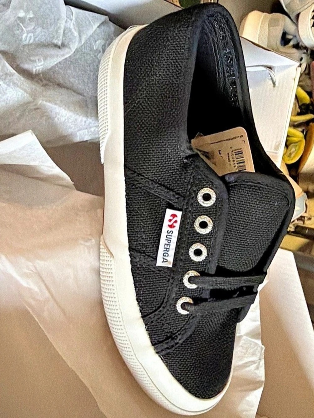 Superga 2750-COTU Classic Black & White Sneakers US 6 NWT
